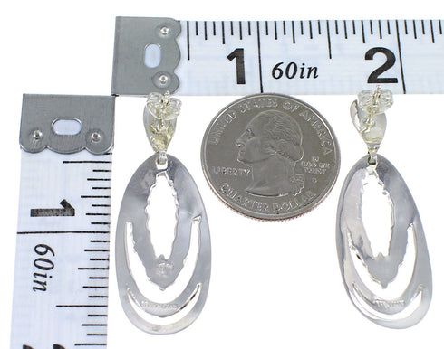 Genuine Sterling Silver Turquoise Post Dangle Earrings QX69276
